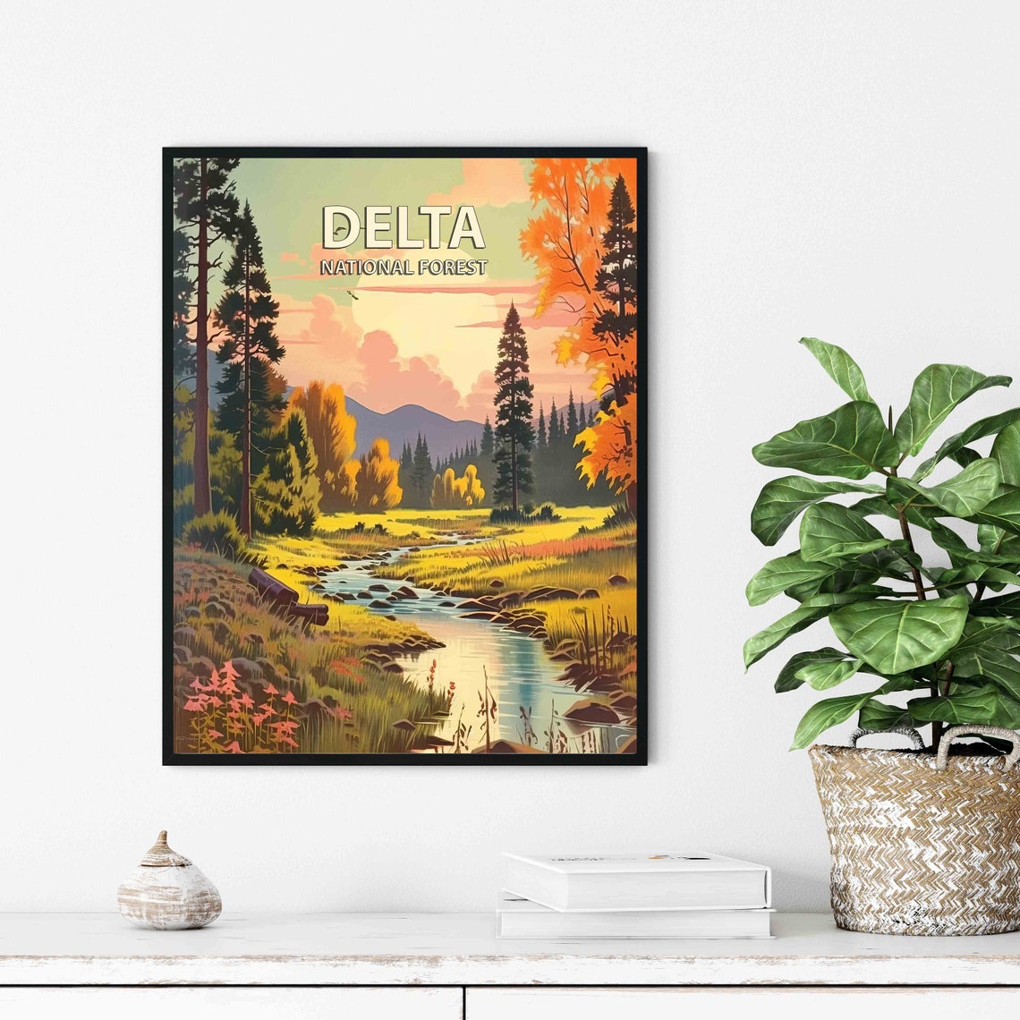 Delta National Forest Vintage Travel Poster of an Autumn River - Image 2