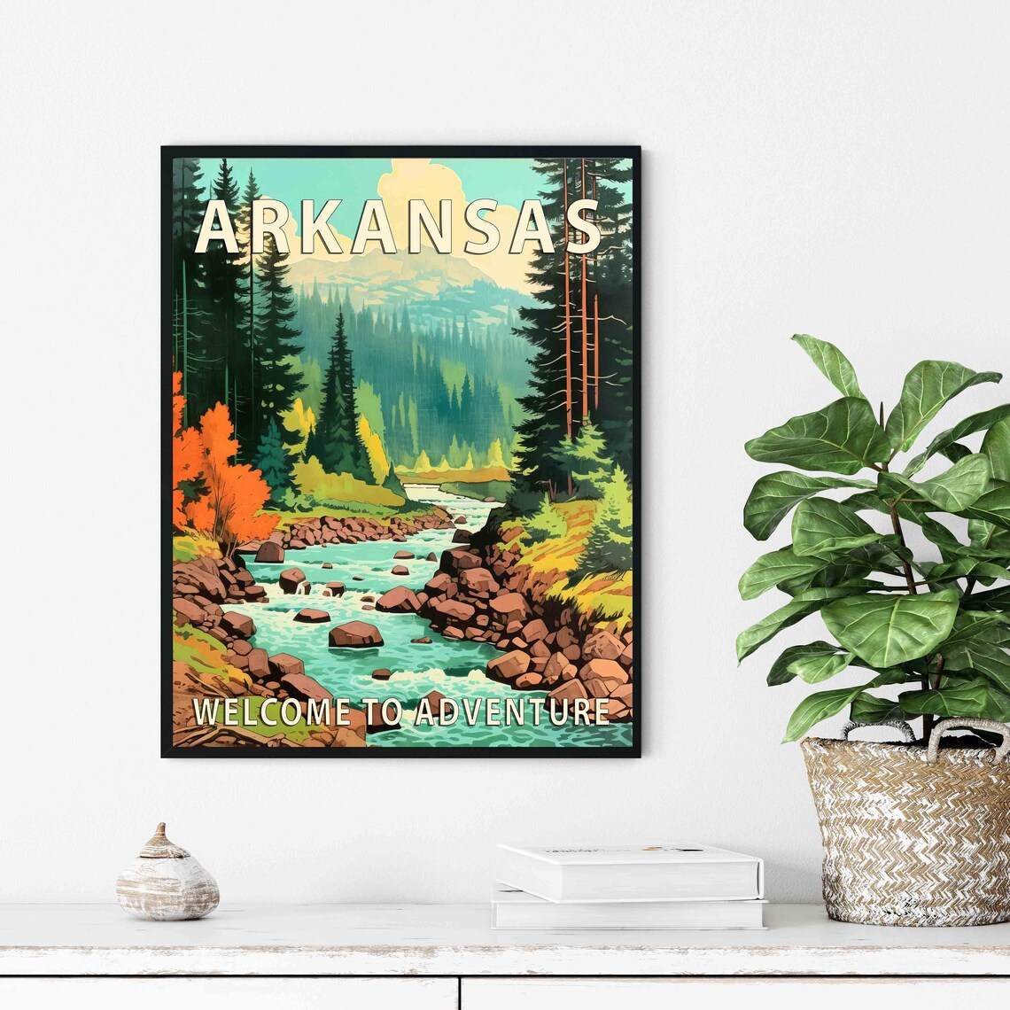 Arkansas Mountain Stream Welcome to Adventure Vintage Travel Poster - Image 2