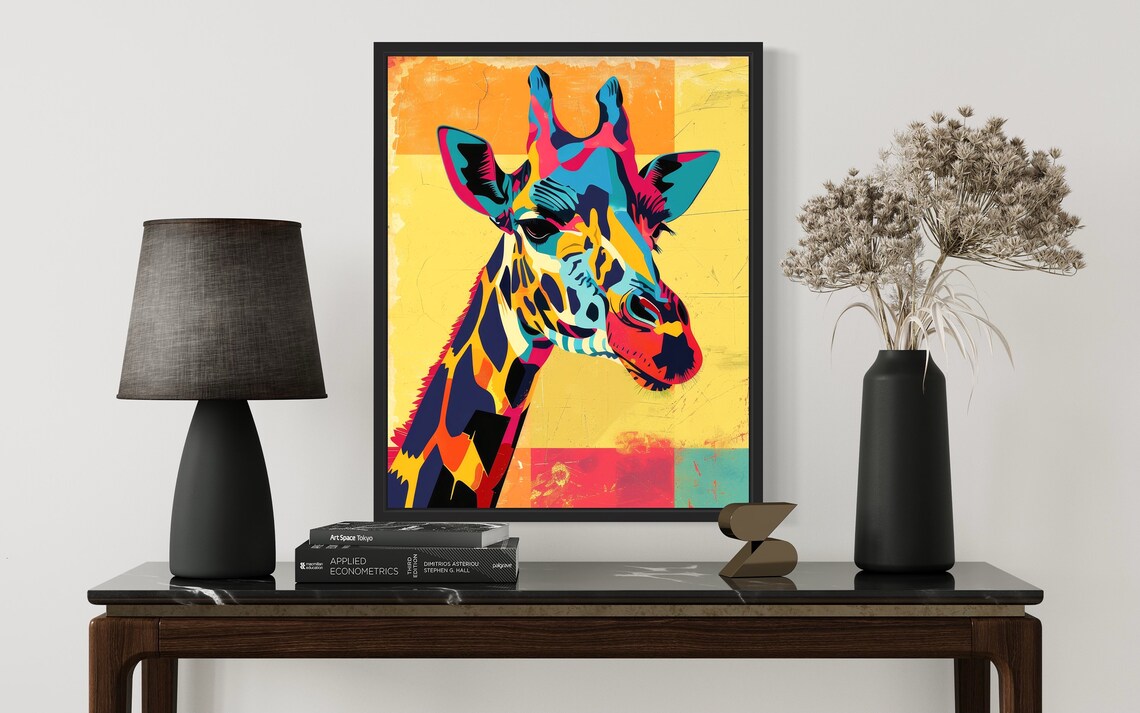 Colorful Pop Art Giraffe Head Modern Wildlife Portrait Poster - Image 2