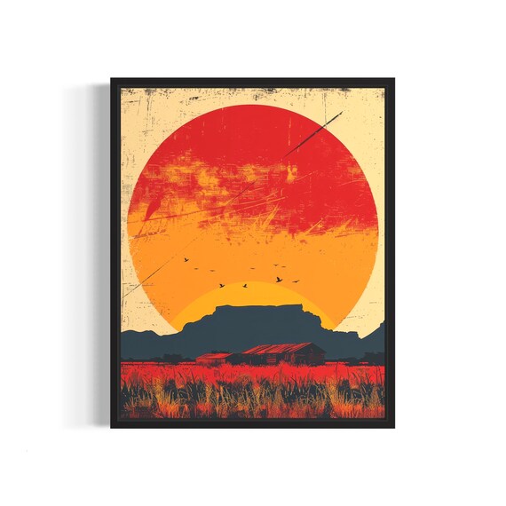 South Africa Sunset Poster Art Print Vintage Retro Landmarks Painting Wall Art Decor