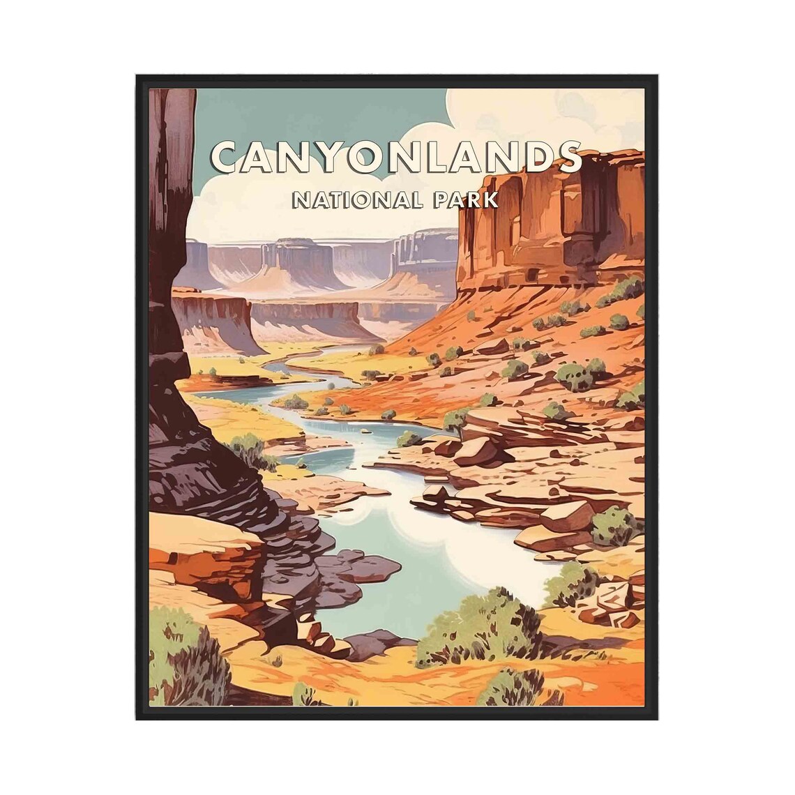 Canyonlands National Park Retro Red Rock Desert Travel Poster