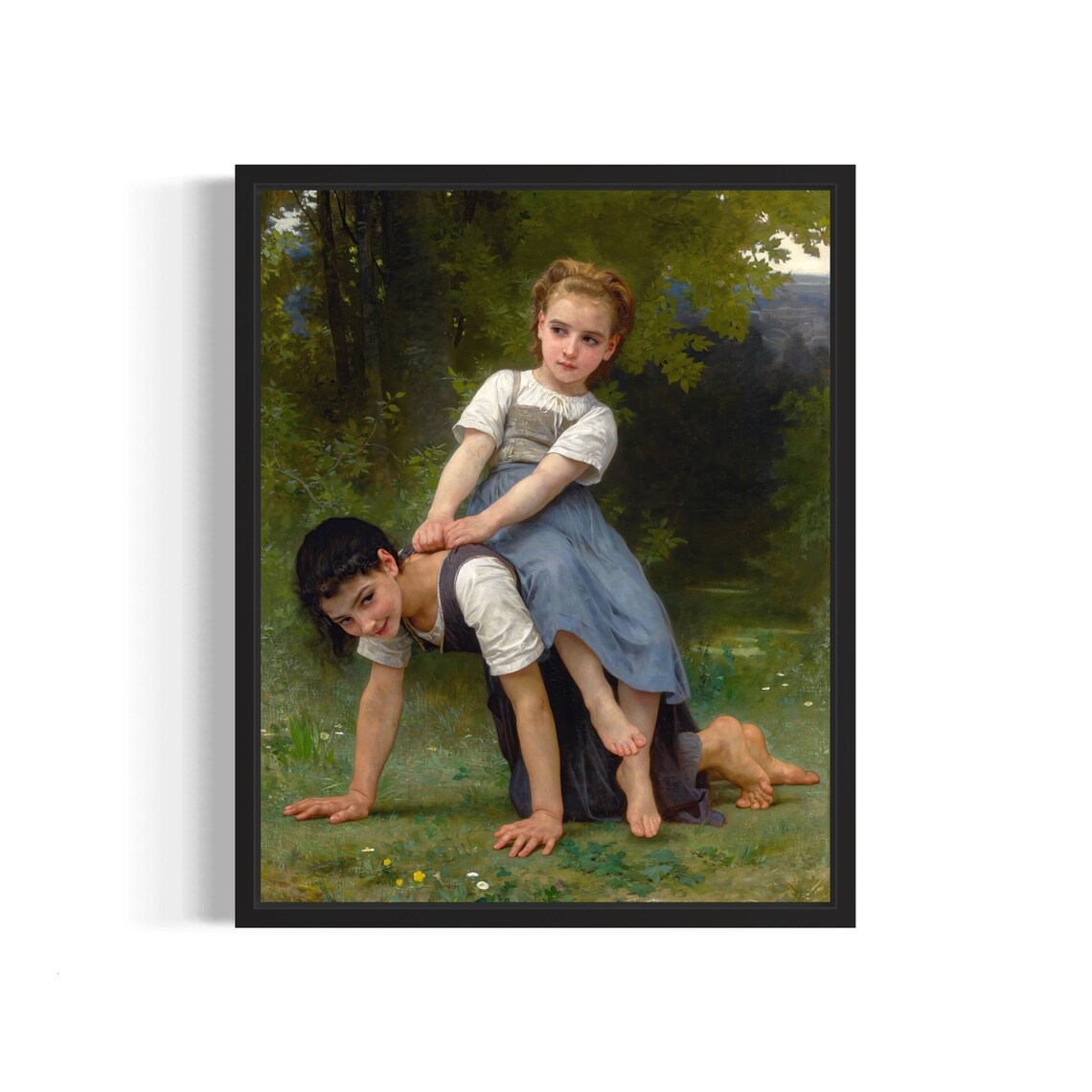 The Pony Back Ride 1884 Bouguereau Sisters Meadow Painting Poster