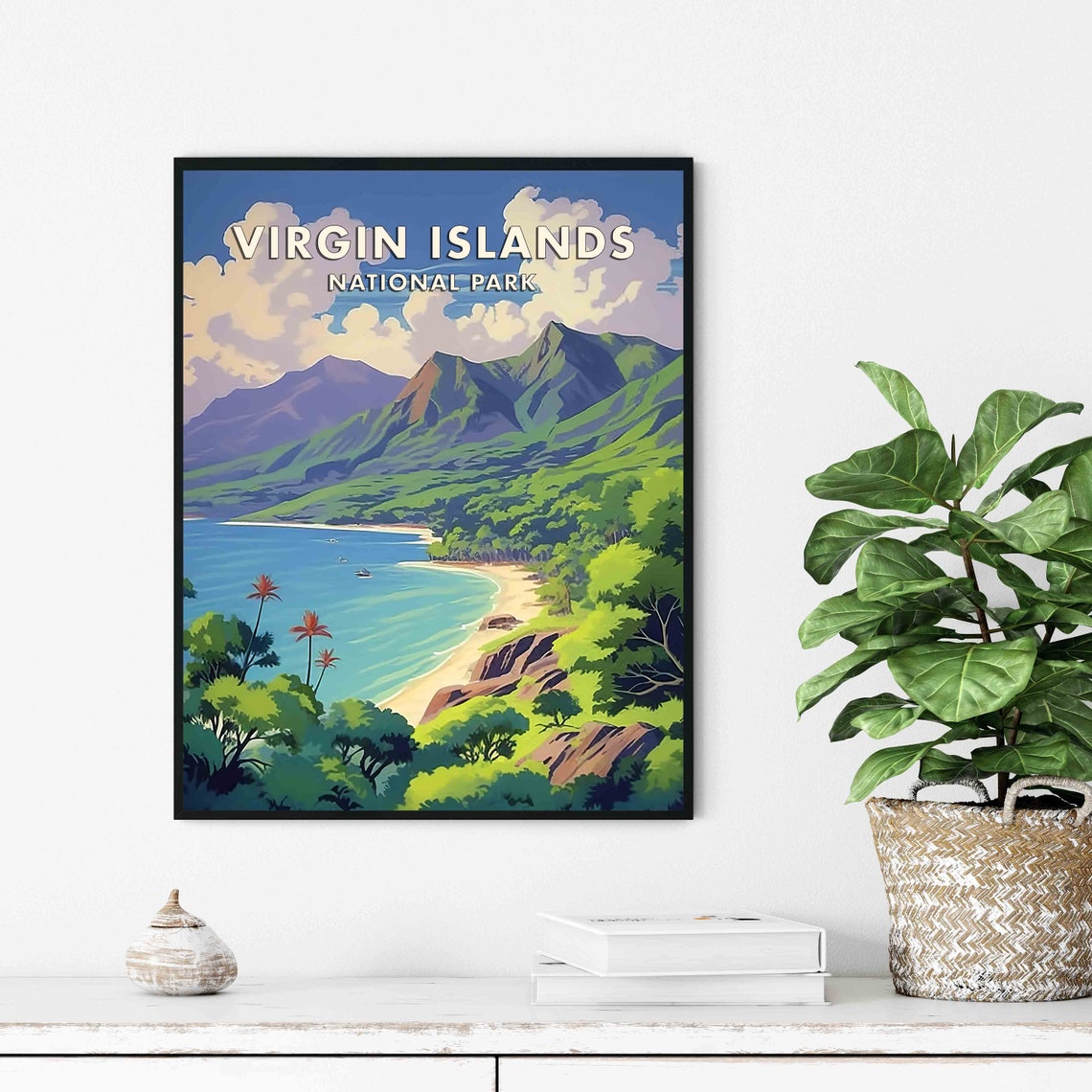 Virgin Islands National Park Tropical Bay Beach Travel Poster - Image 2