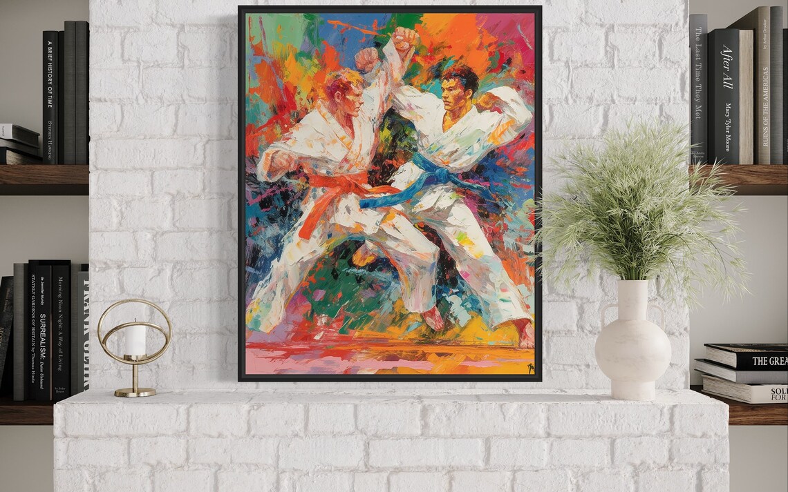 Taekwondo Martial Arts Sparring Match Colorful Painting Poster - Image 3
