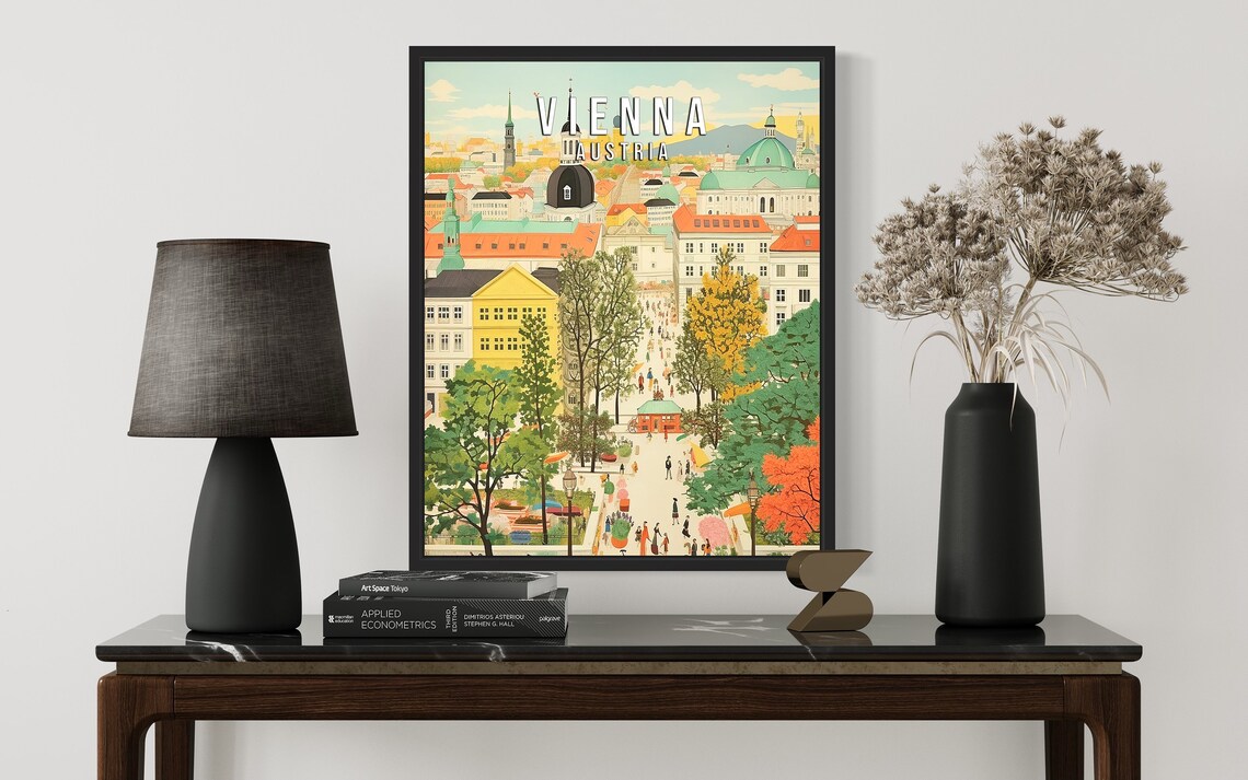Vienna Austria Illustrated Boulevard Poster European City Travel Decor - Image 3