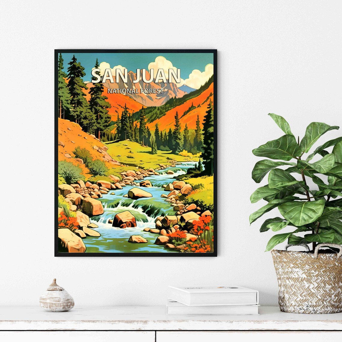 San Juan National Forest Rocky Mountain Stream Retro Travel Poster - Image 2