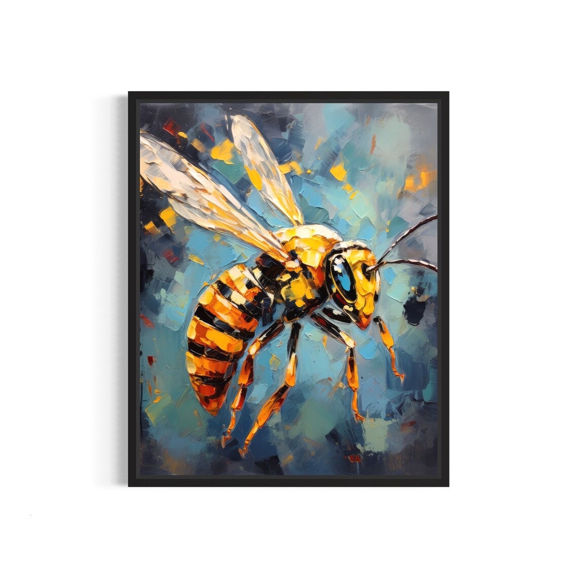 Orange Black Hornet Abstract Impasto Oil Painting Closeup Poster