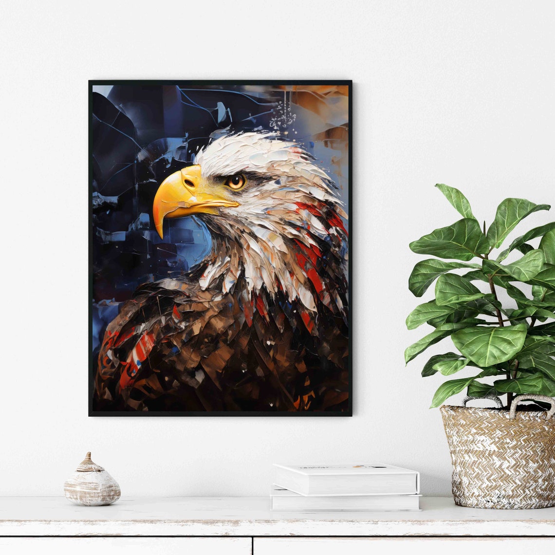 Bald Eagle Profile Palette Knife Painting Patriotic Art Poster - Image 2