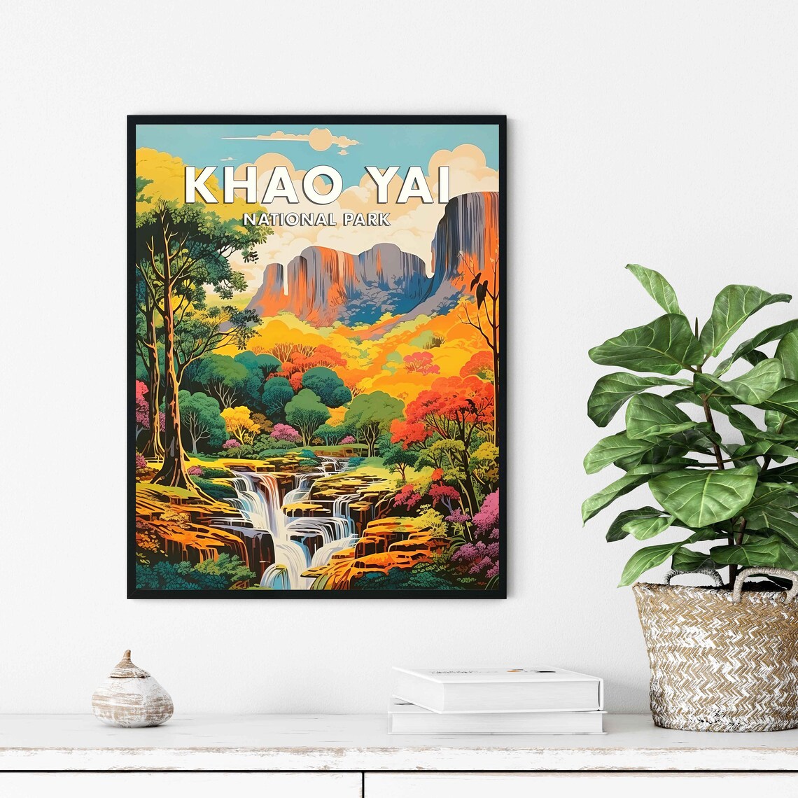 Khao Yai National Park Waterfall Retro Thailand Travel Poster - Image 3
