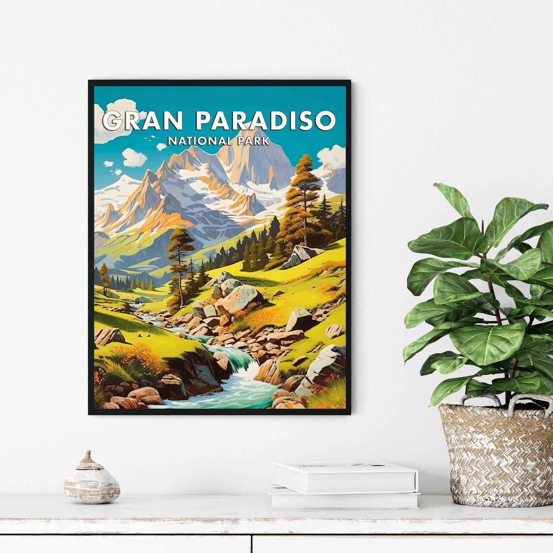 Gran Paradiso National Park Alpine Peaks Vintage Travel Poster - Image 3