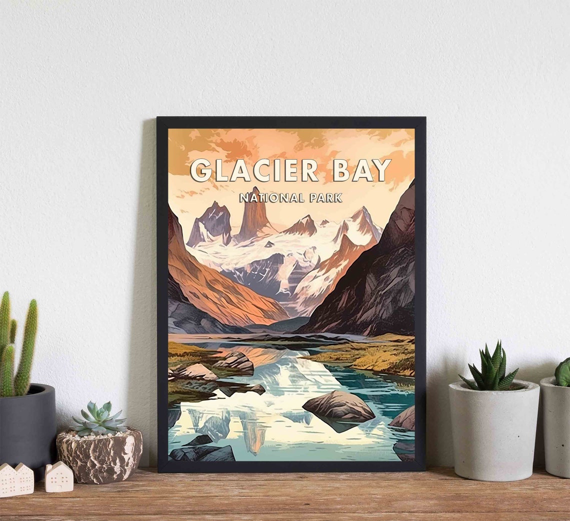 Glacier Bay National Park Snowy Peaks Mirror Lake Alaska Poster - Image 3