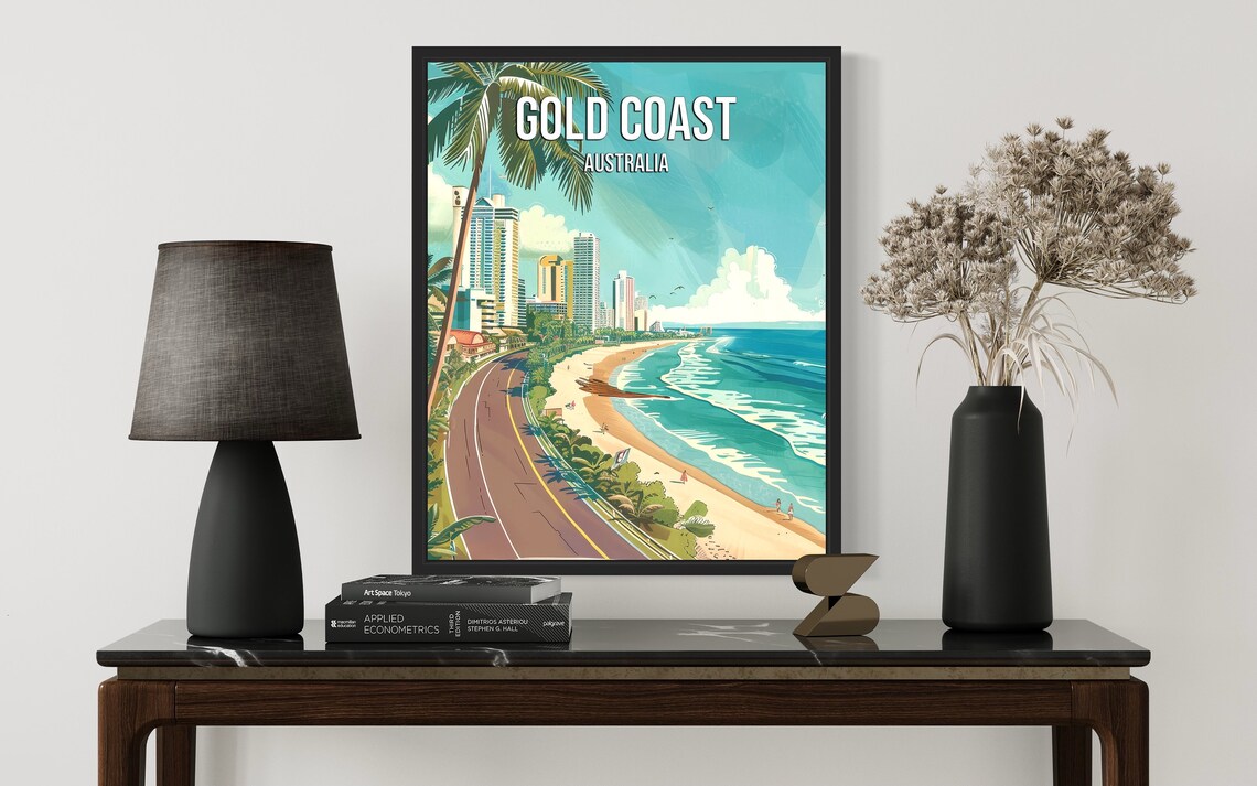 Gold Coast Surfers Paradise Beach Skyline Palms Travel Poster - Image 2