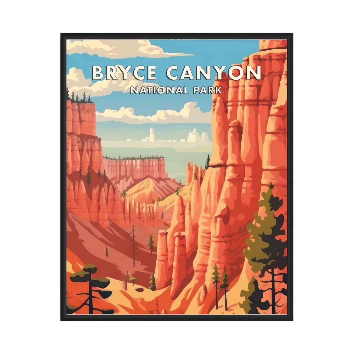 Bryce Canyon National Park Retro Red Rock Hoodoo Amphitheater Poster