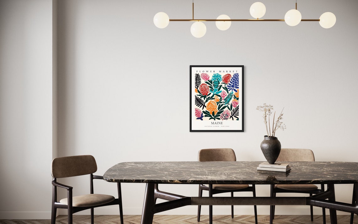 Maine Flower Market Pine Cone Botanical Artwork Decor Poster - Image 2