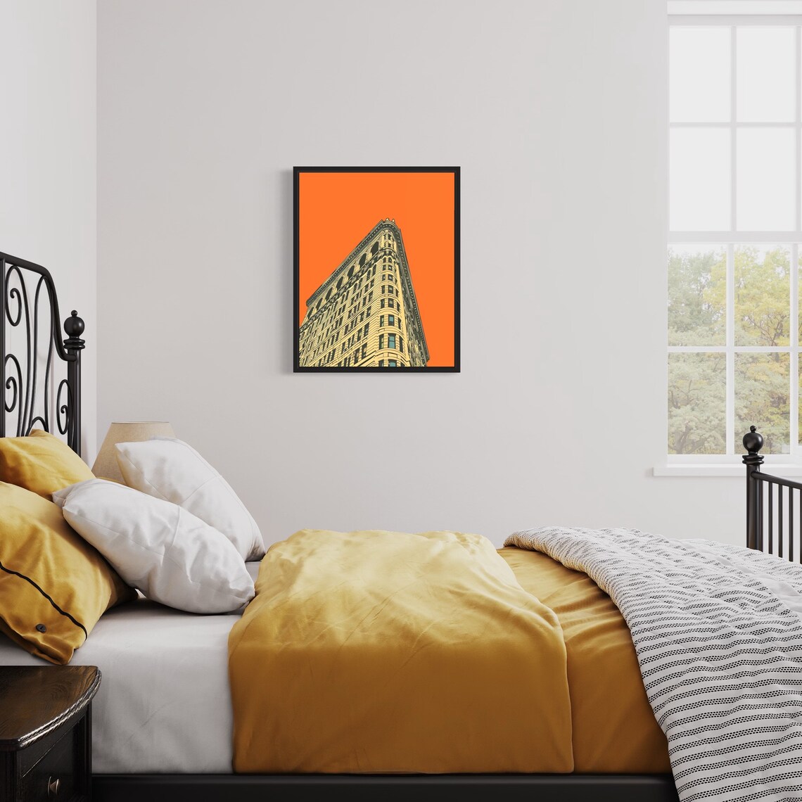 Flatiron Building Manhattan New York Orange Vintage Landmark Poster - Image 2