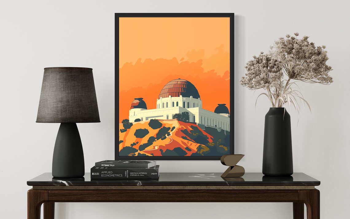 Griffith Observatory Sunset Poster Above Los Angeles in Orange - Image 3