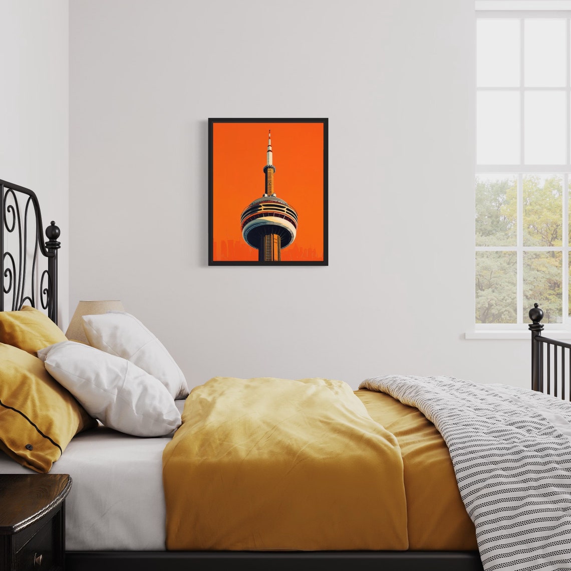 Toronto CN Tower Fiery Orange Sunset Bold Minimalist Art Poster - Image 2