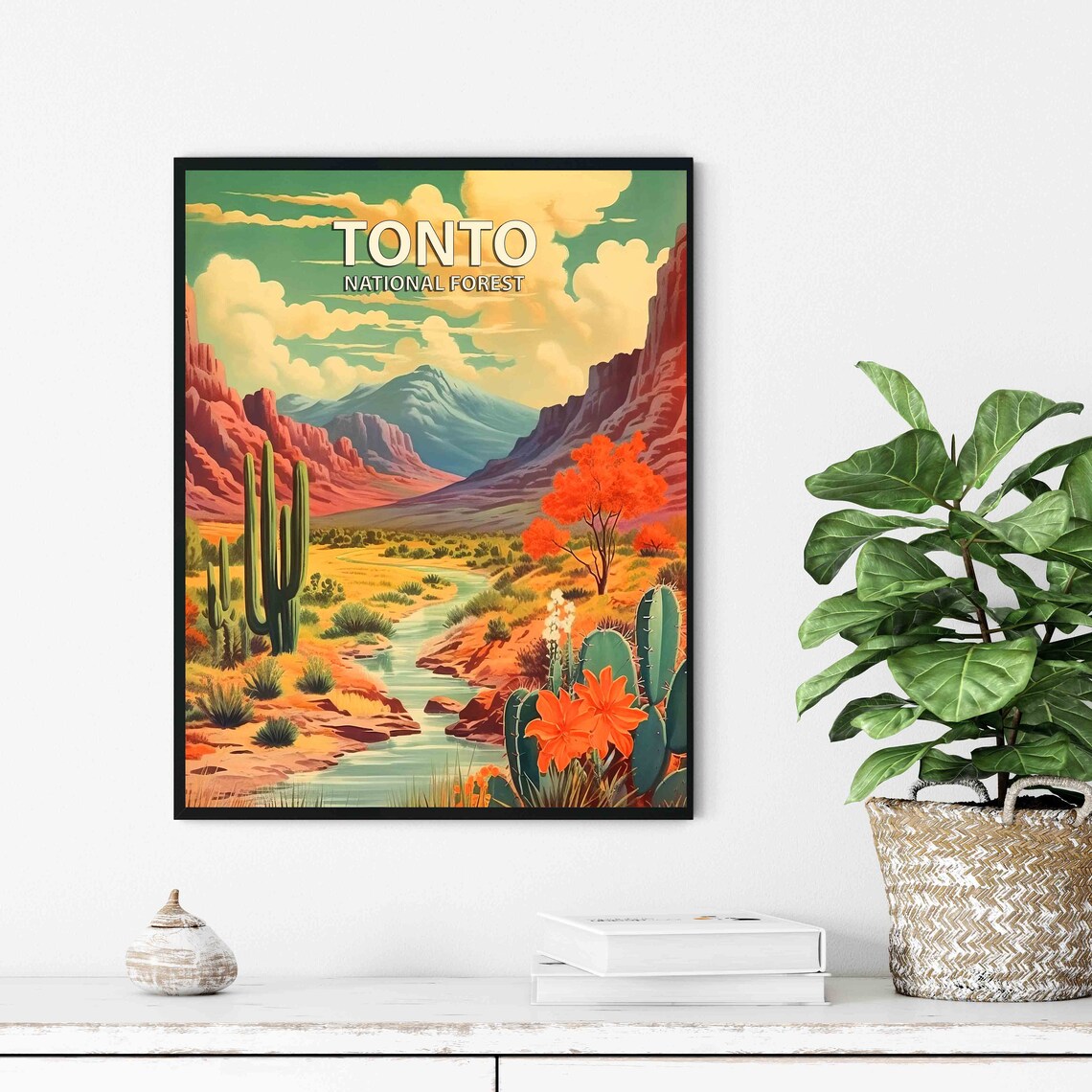 Tonto National Forest Saguaro Cactus Desert Canyon Arizona Poster - Image 3