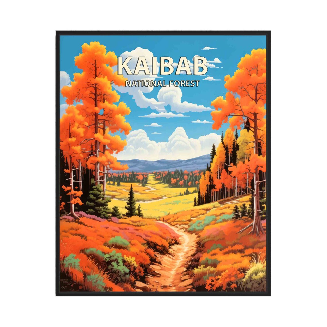 Kaibab National Forest Autumn Aspen Trail Retro Travel Poster