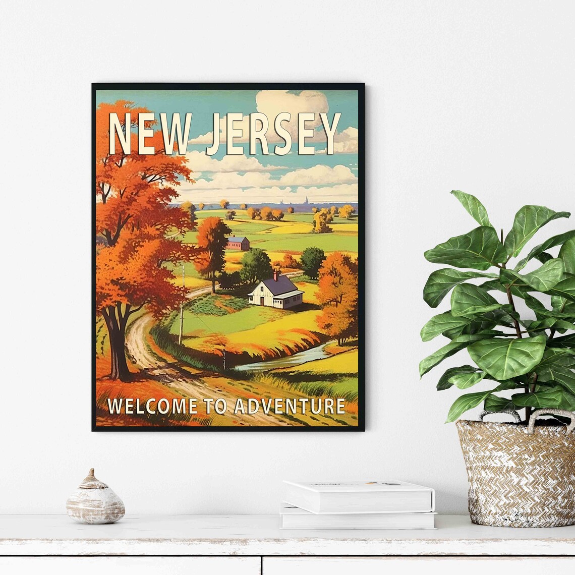 New Jersey Retro Autumn Countryside Welcome to Adventure Poster - Image 2