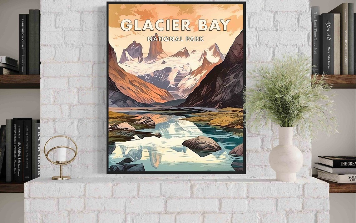 Glacier Bay National Park Snowy Peaks Mirror Lake Alaska Poster - Image 2
