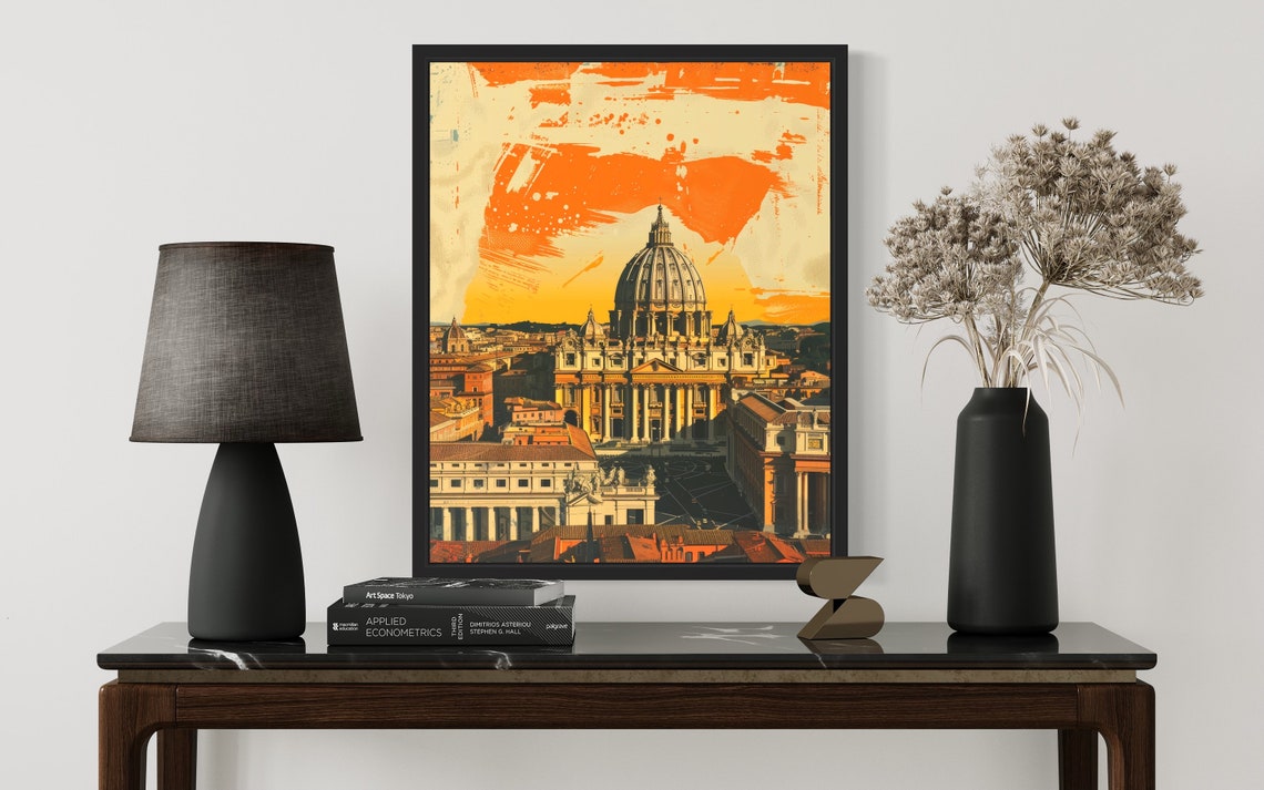 Vatican City St Peter's Basilica Poster at Golden Sunset Rome - Image 3