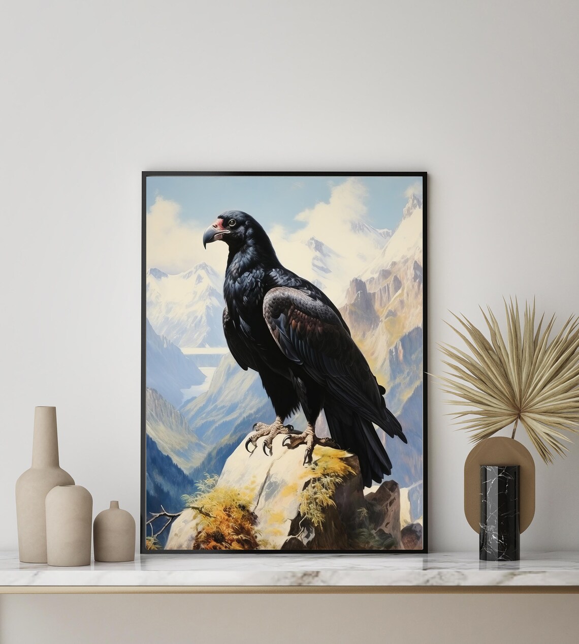Andean Condor Mountain Majesty Black Bird Vintage Wildlife Art Poster - Image 3