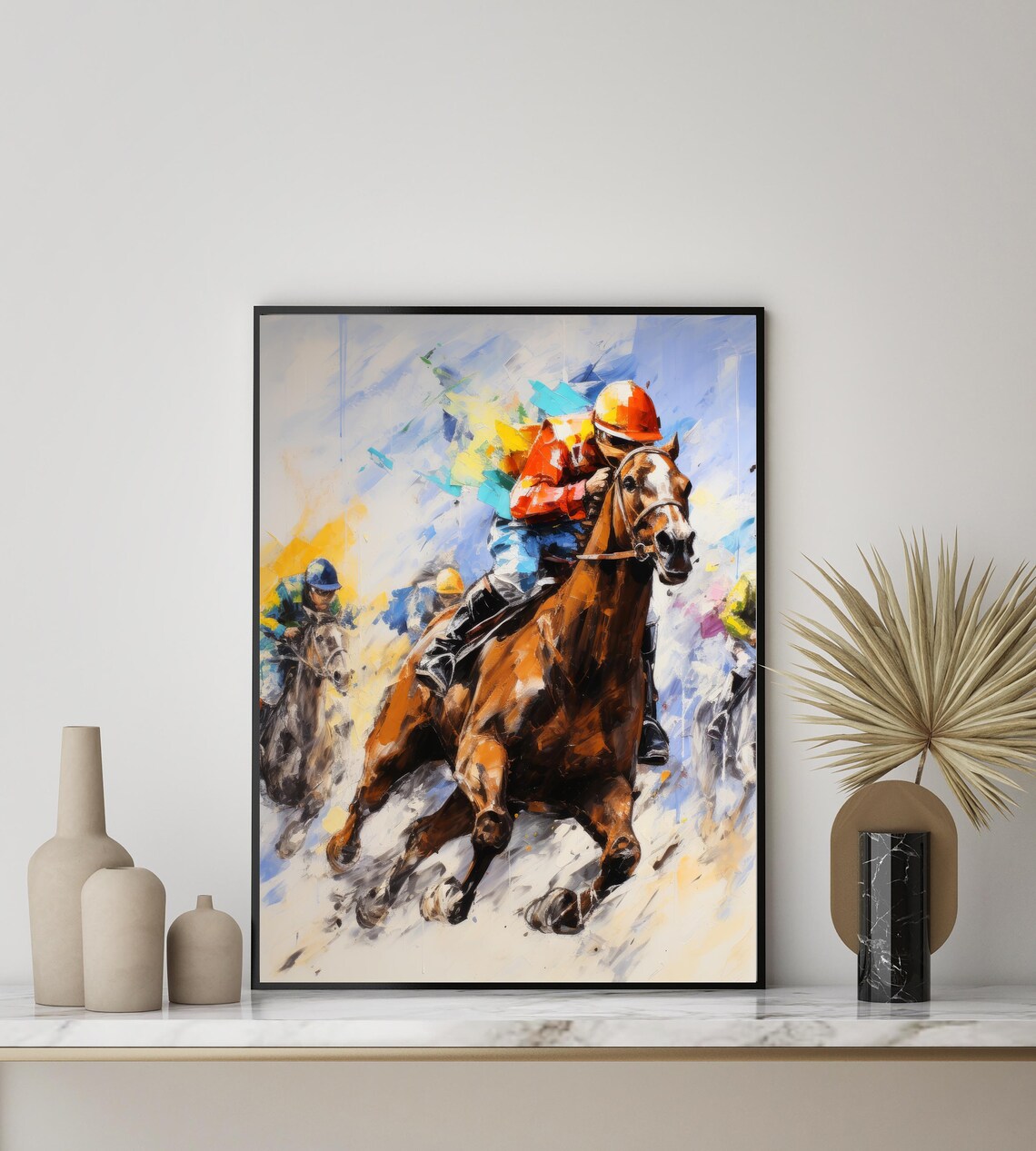 Horse Racing Jockeys Sprinting Full Speed Action Sports Poster - Image 2