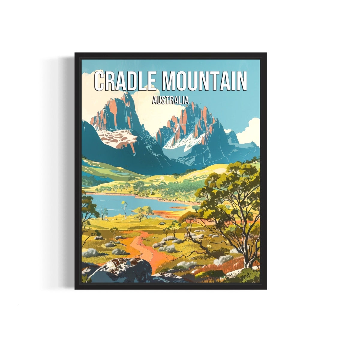 Cradle Mountain Australia Jagged Peaks Above Alpine Lake Poster