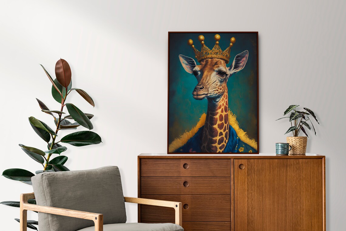 King Giraffe Wall Art Home Decor Print Poster