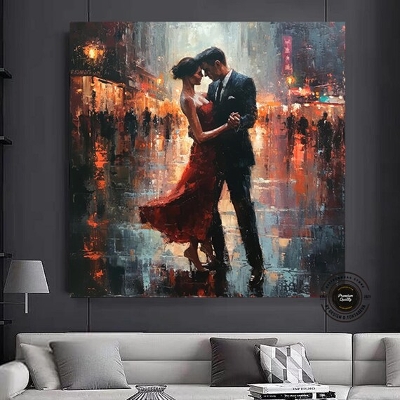 Canvas Home Decor Large Couple Dancing Painting Print Music Room Art Tango Framed Ready To Hang