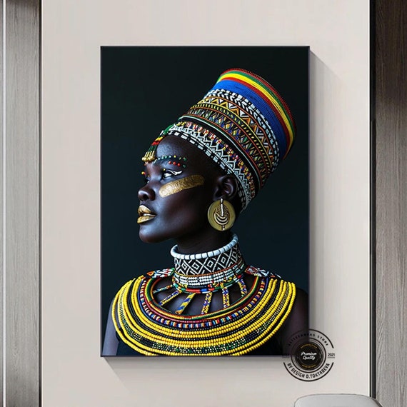 African Woman Canvas Wall Art Ethnic Decor