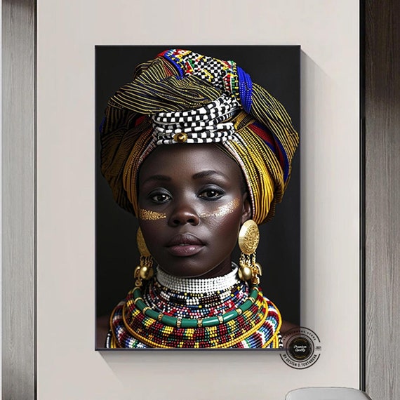 African Woman Canvas Wall Art Ethnic Decor