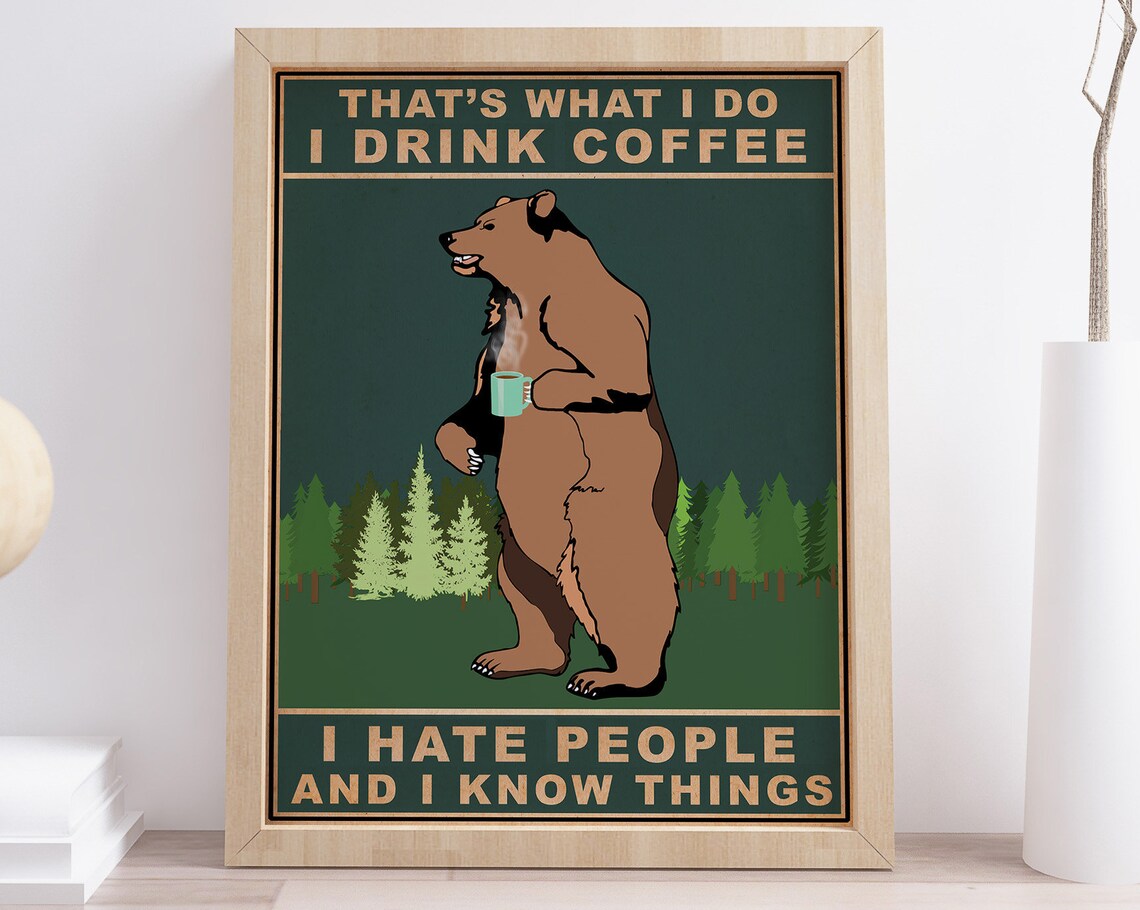 Coffee Bear Kitchen Comedy Animal Art Print
