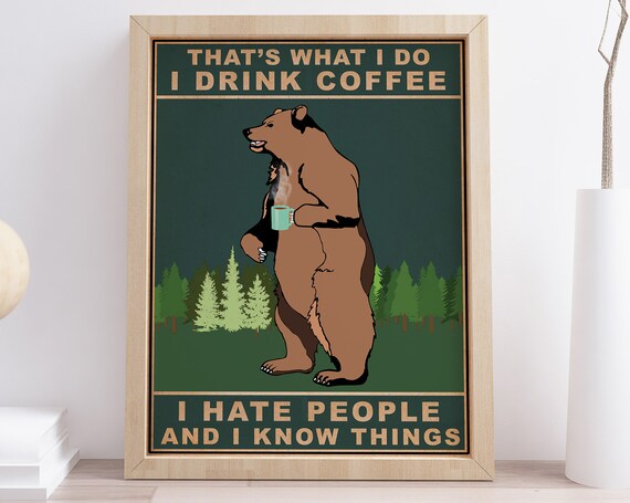 Coffee Bear Kitchen Comedy Animal Art Print