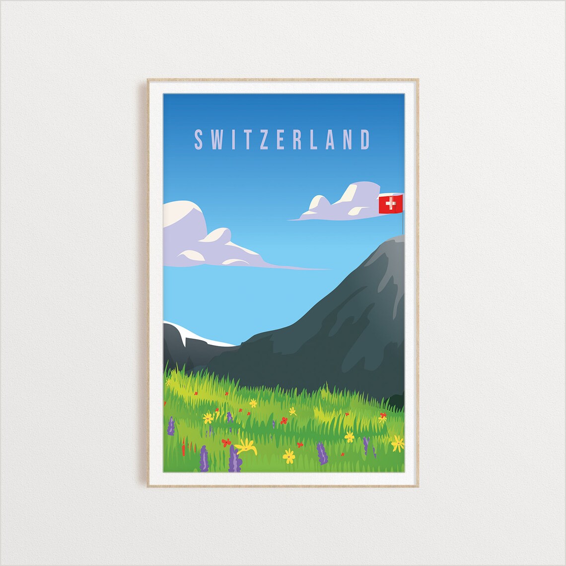 Switzerland Travel Illustration Art Print, Europe - Image 2