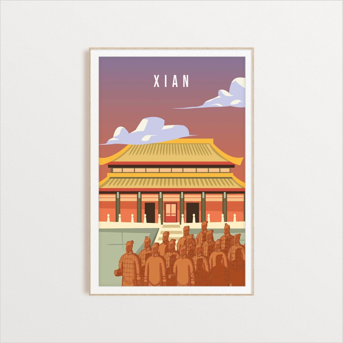 Xian Terracotta Warriors Chinese Palace Vintage Travel Poster - Image 2