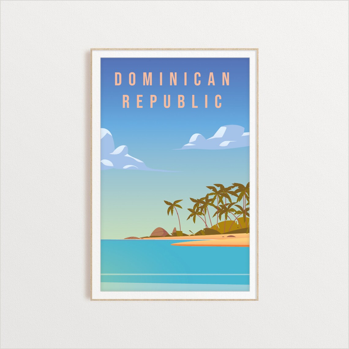 Dominican Republic Country Poster, Travel Illustration