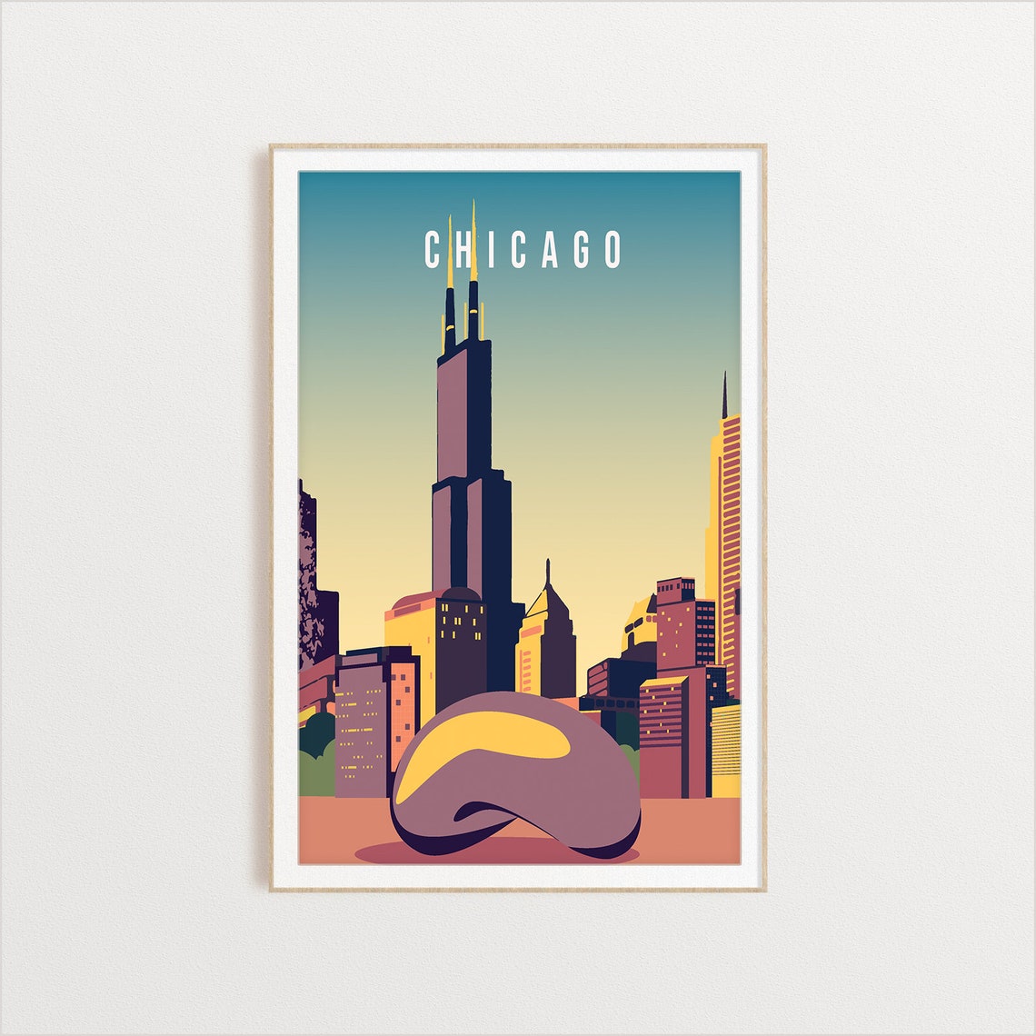 Chicago City Poster City Art City Wall Art City Print City Poster City Print Travel Gift Travel Illustration
