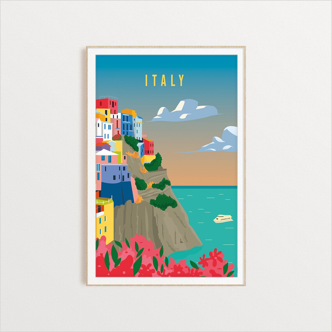 Italy Travel Poster, Country City Wall Art