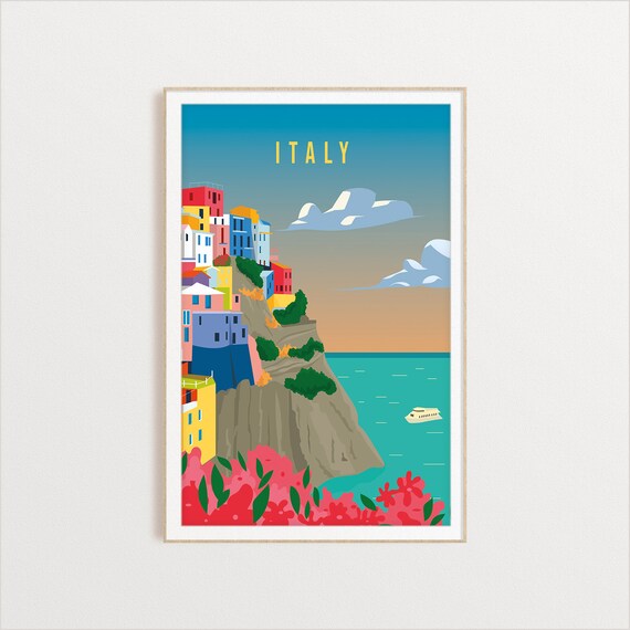 Italy Travel Poster, Country City Wall Art