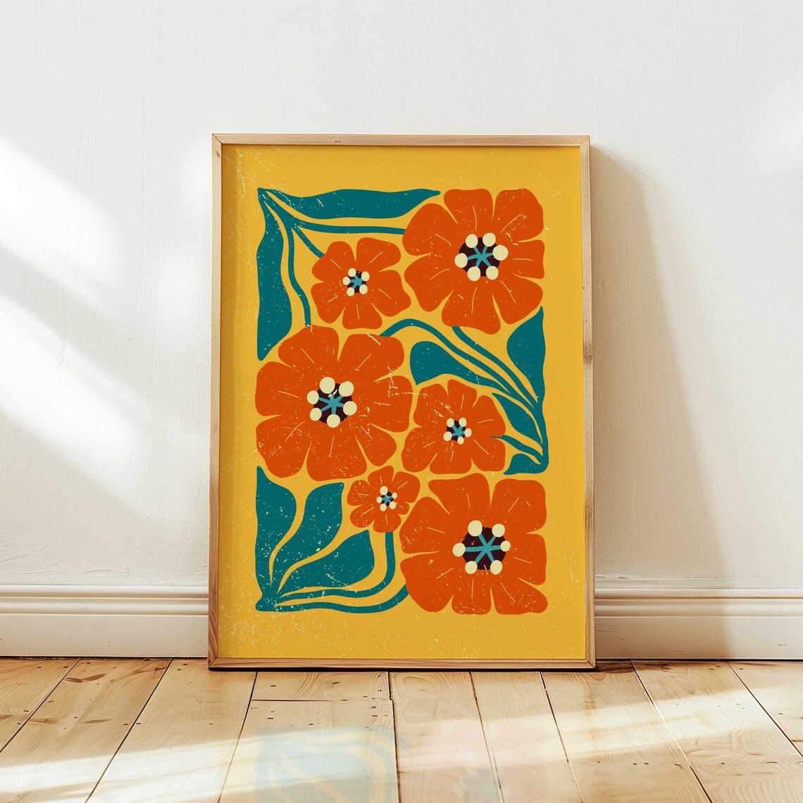 Abstract Poppies Retro 70s Mid-Century Art Print