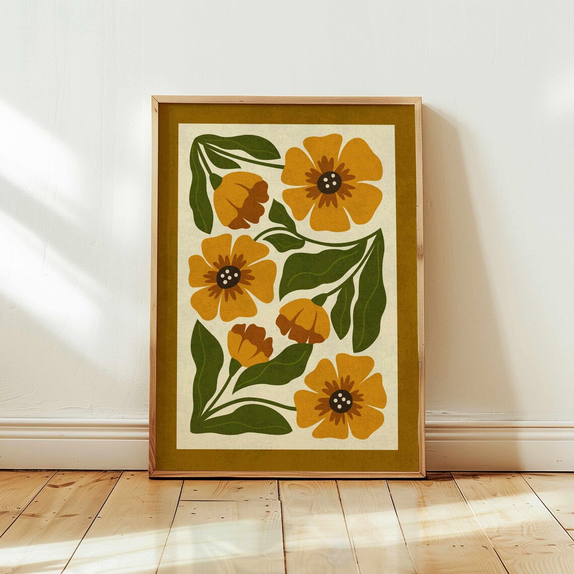Retro Floral Matisse-Inspired Botanical Art Print