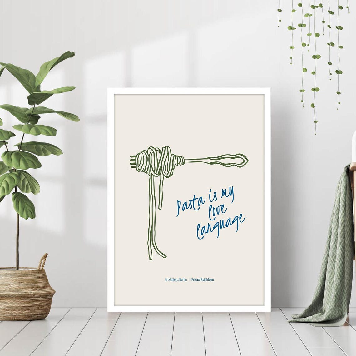 Pasta Is My Love Language Fork Spaghetti Line Art Food Poster - Image 3