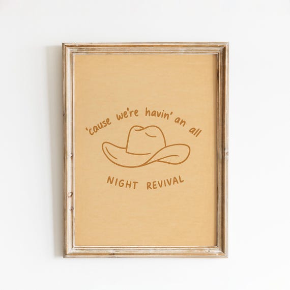 All Night Revival Poster Country Song Lyric Wall Art