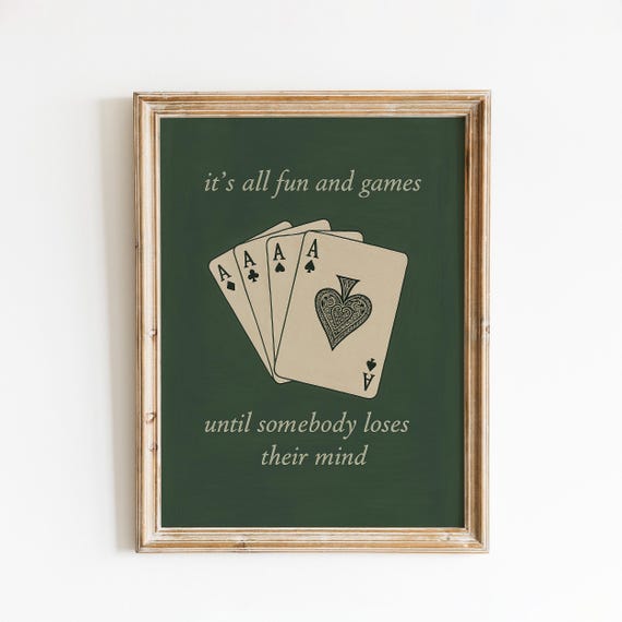 Fun And Games Lyric Poster Vintage Playing Cards Wall Art