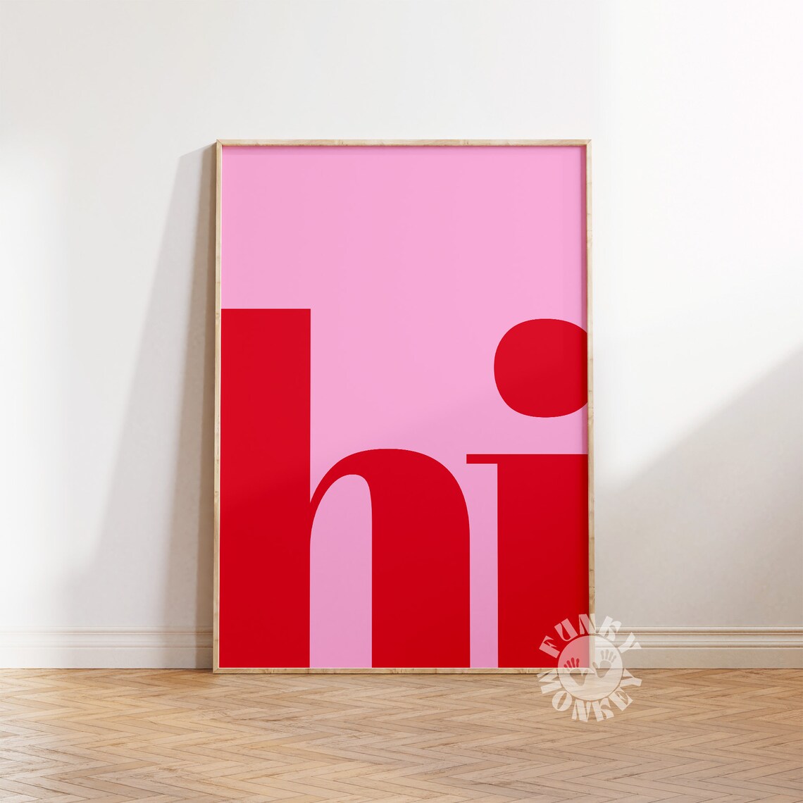 Hi Typography Print, Pink Red Preppy Poster