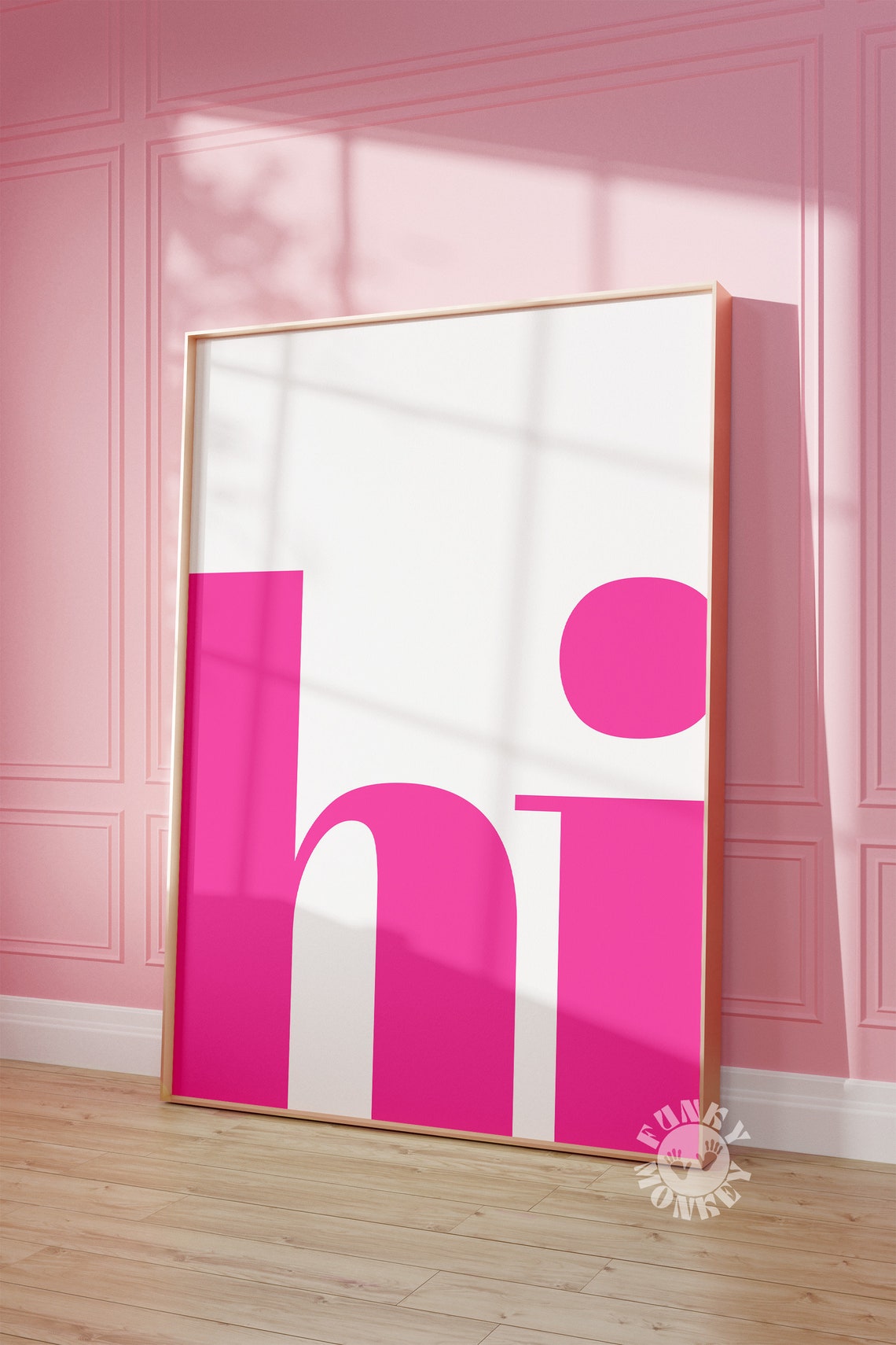 Giant Pink Hi Letters Minimalist Typography Statement Poster - Image 3