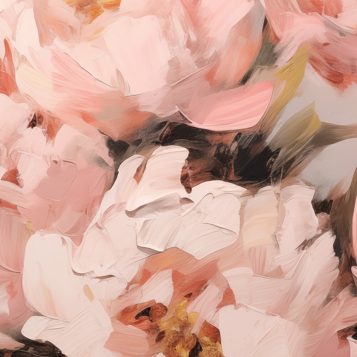 Peonies Painting, Blush Pink Abstract Floral Art Print