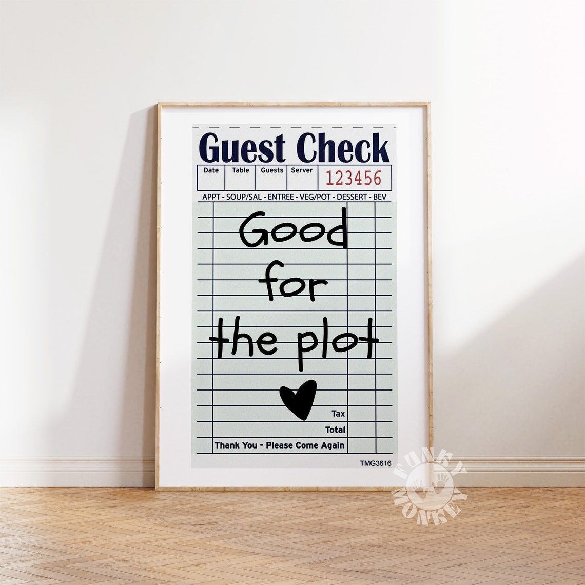 Guest Check Good For The Plot Retro Receipt Typography Poster Decor